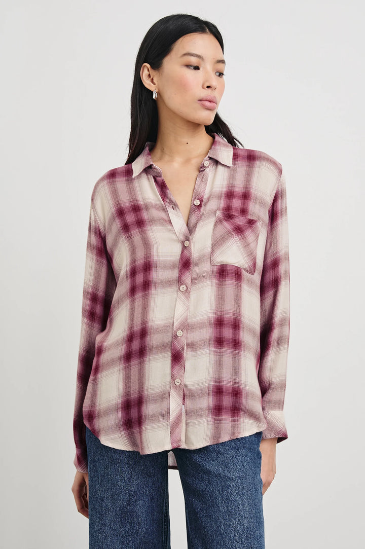 Chemise à carreaux Hunter - Prune / Ivoire