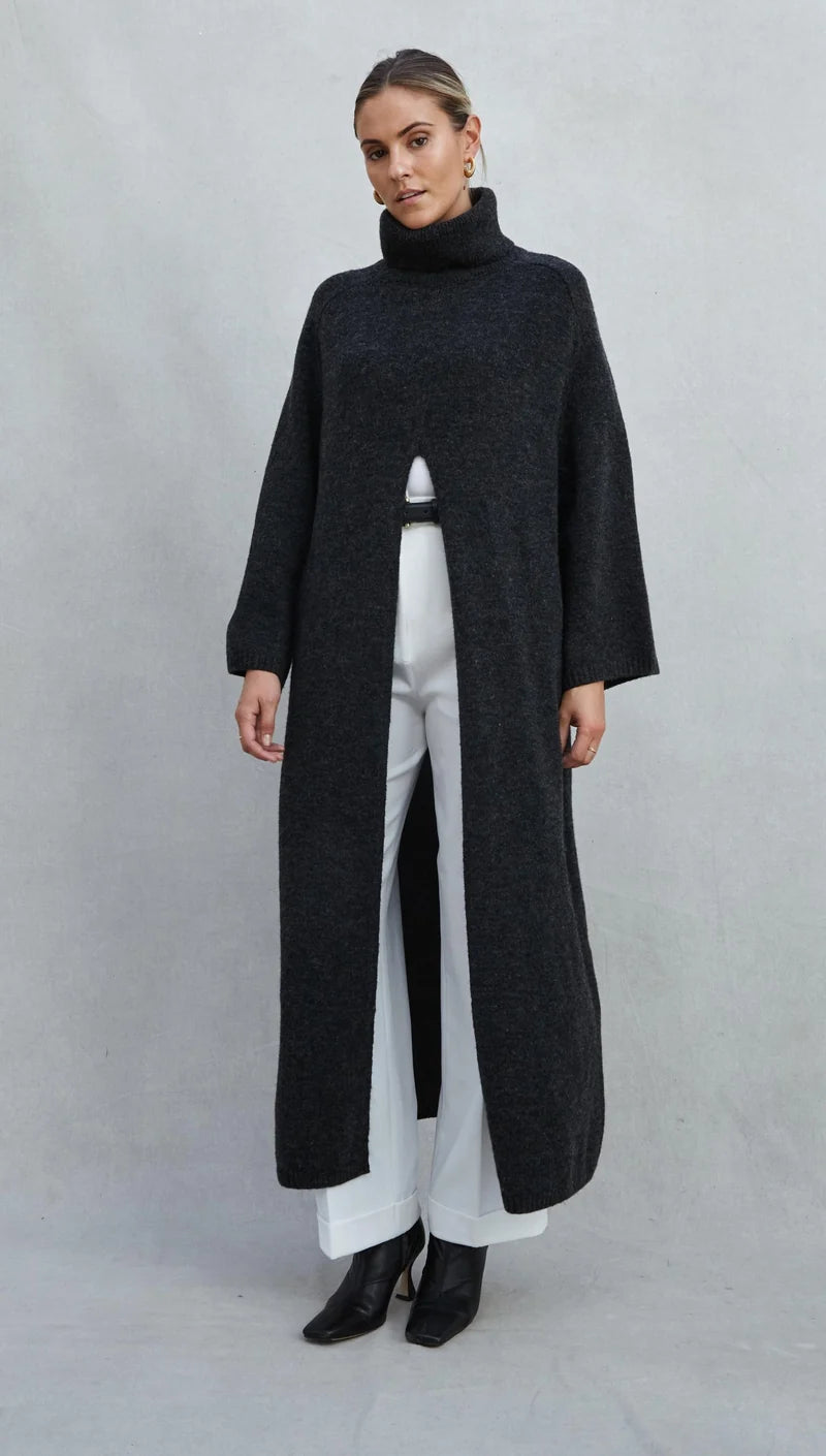 Robe-pull longue à fente centrale Vivienne