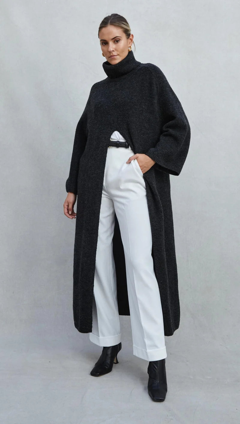Robe-pull longue à fente centrale Vivienne