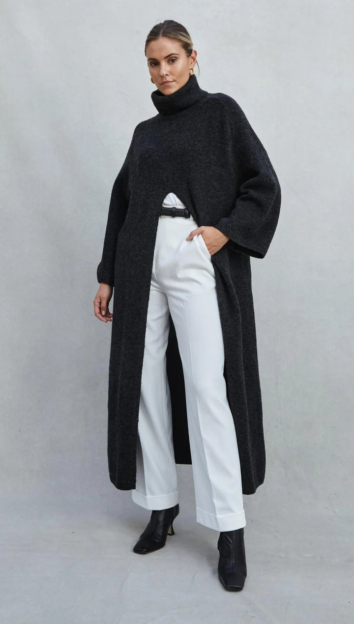 Robe-pull longue à fente centrale Vivienne