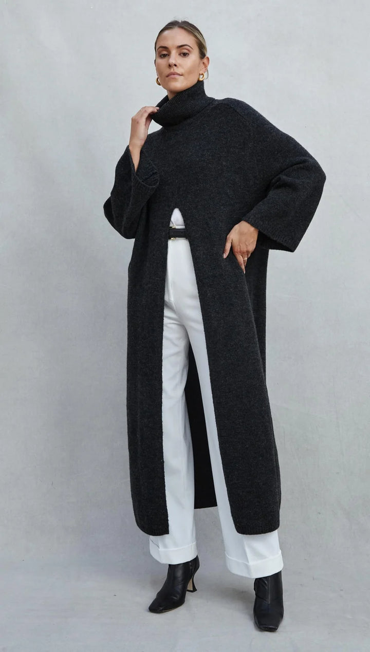 Robe-pull longue à fente centrale Vivienne