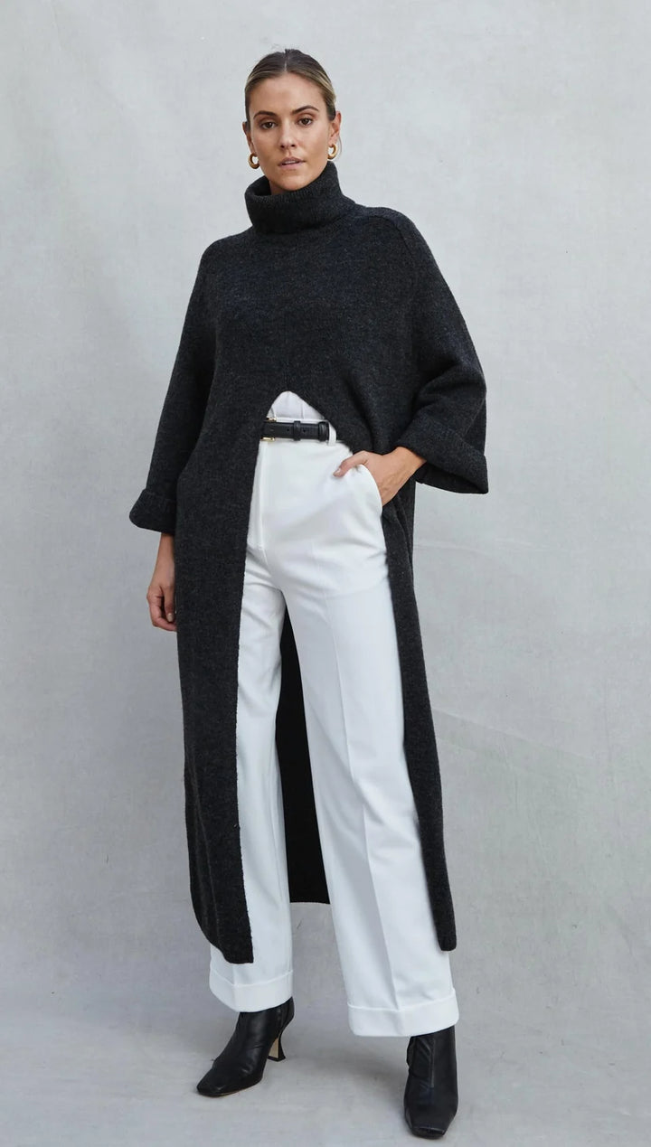 Robe-pull longue à fente centrale Vivienne