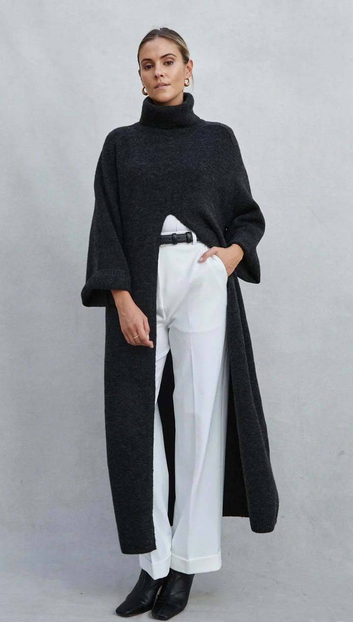 Robe-pull longue à fente centrale Vivienne