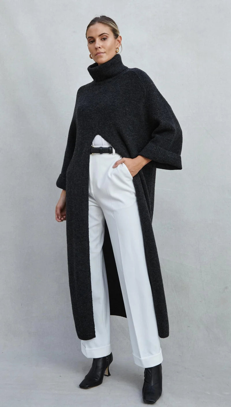 Robe-pull longue à fente centrale Vivienne
