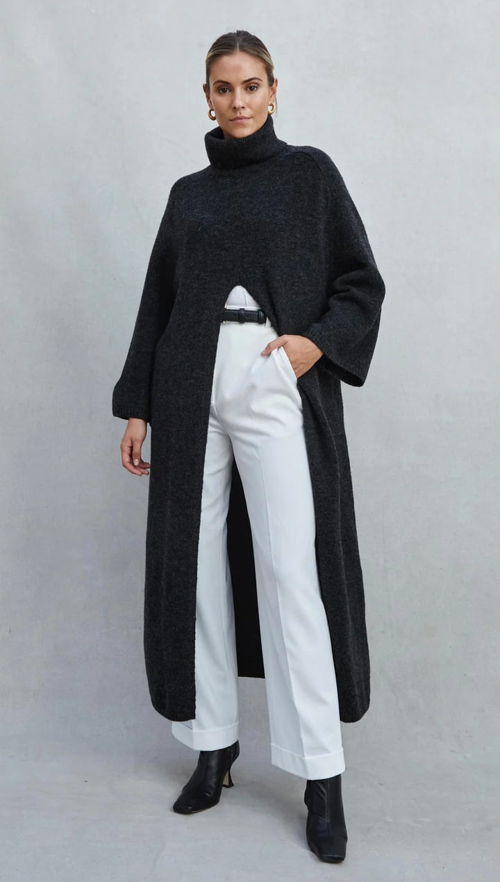 Robe-pull longue à fente centrale Vivienne