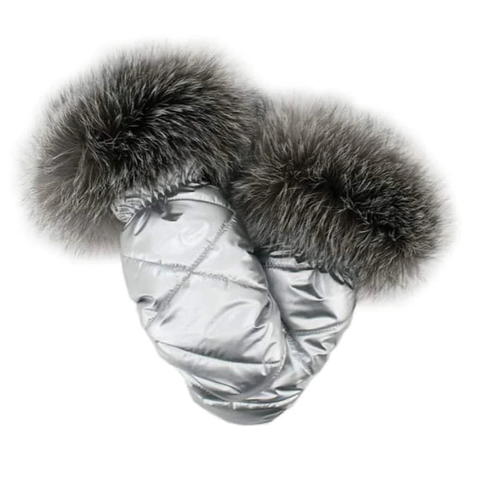 Mitaines avec fourrure argent