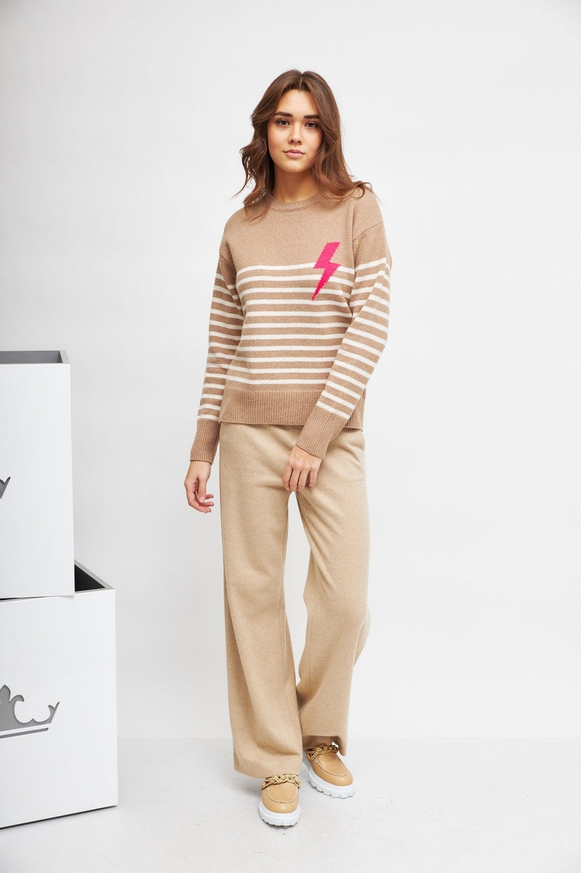 Pull rayé avec motif éclair
