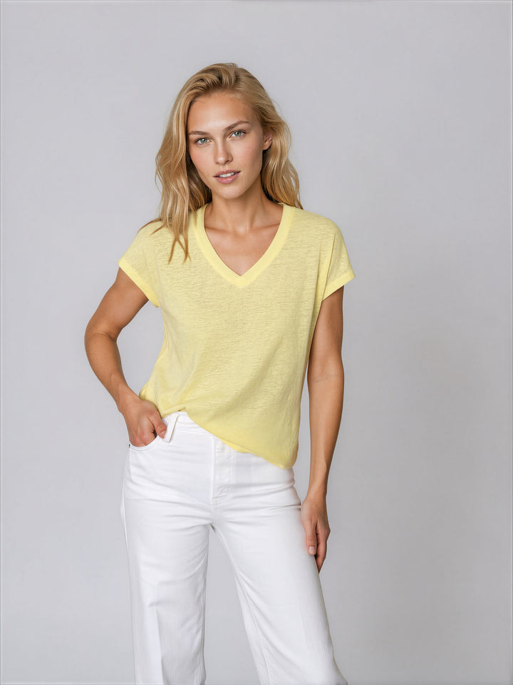 T-shirt Violetta effet lin à col V