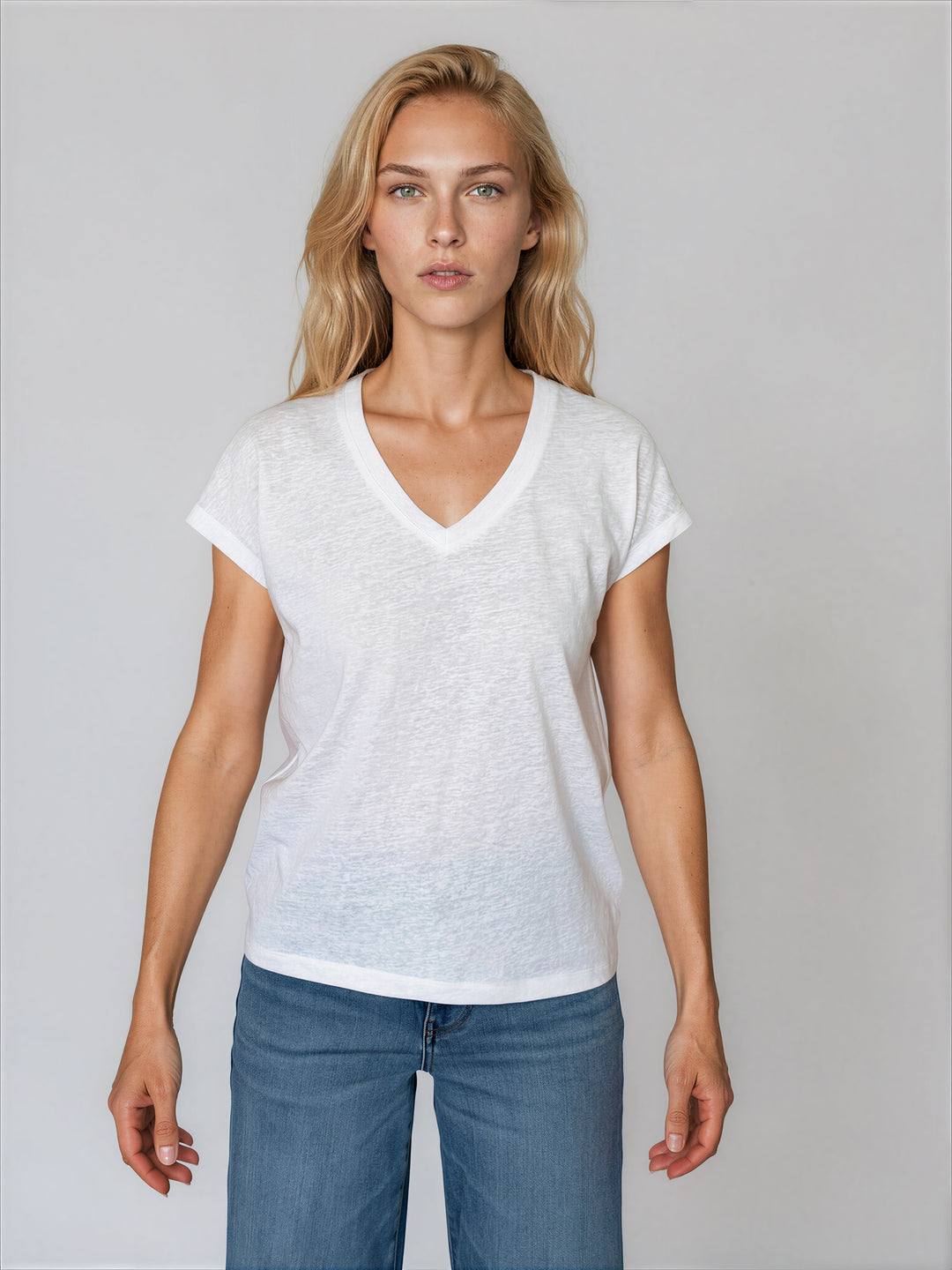 T-shirt Violetta effet lin à col V