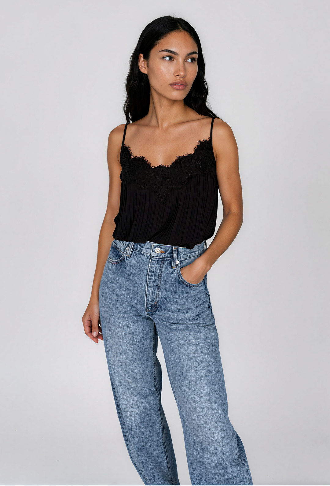 Camisole en chiffon plissé avec dentelle - Willow