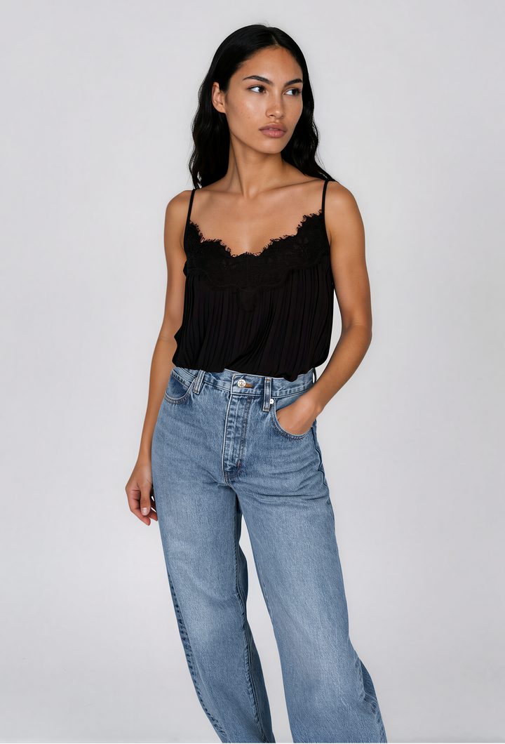 Camisole en chiffon plissé avec dentelle - Willow