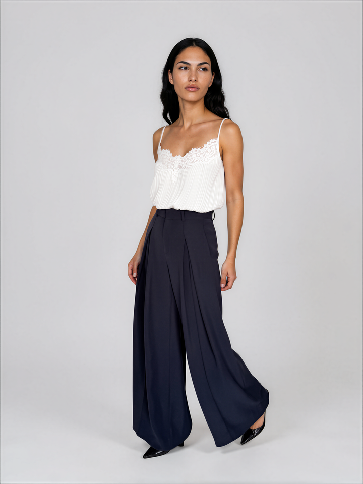 Camisole en chiffon plissé avec dentelle - Willow