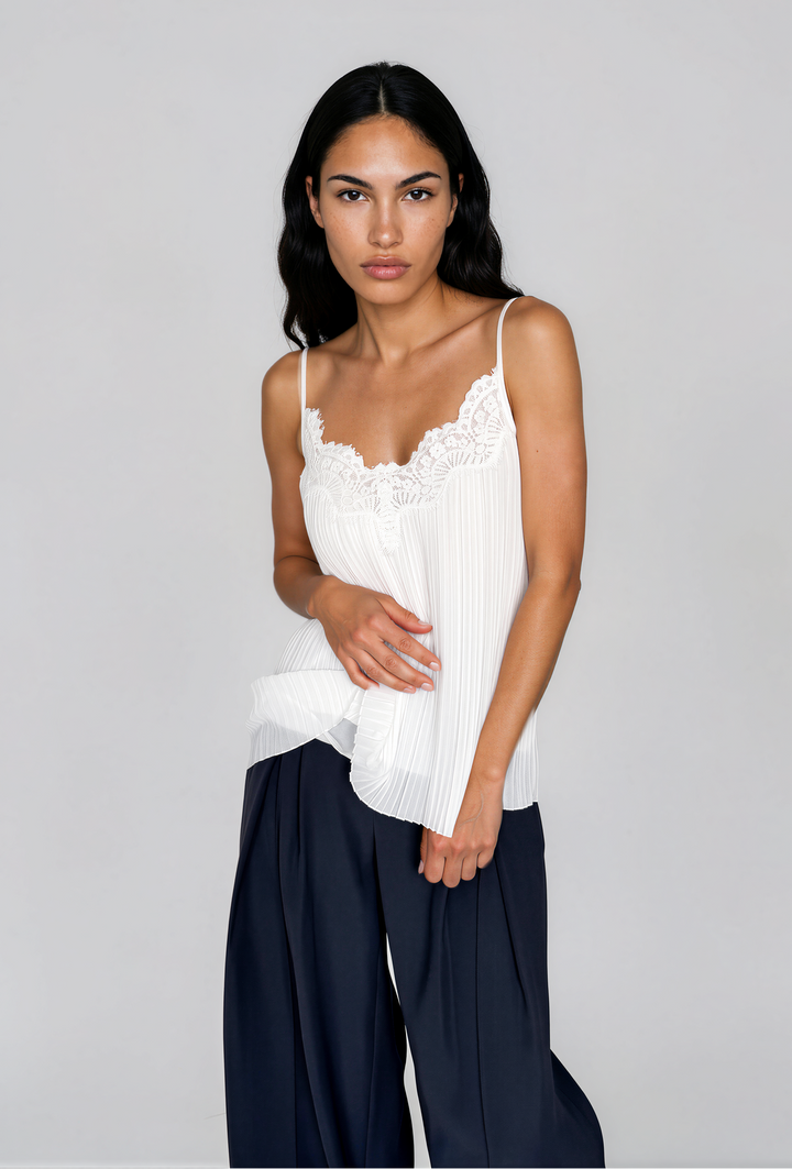 Camisole en chiffon plissé avec dentelle - Willow