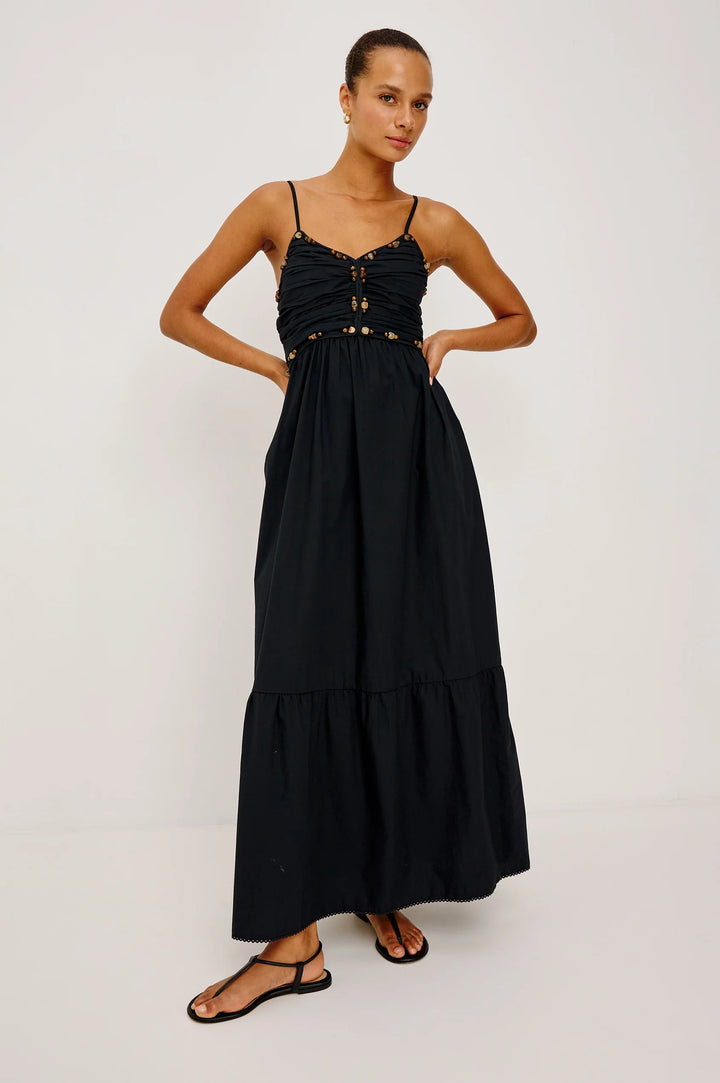 Robe longue Ivana froncée à bretelles fines
