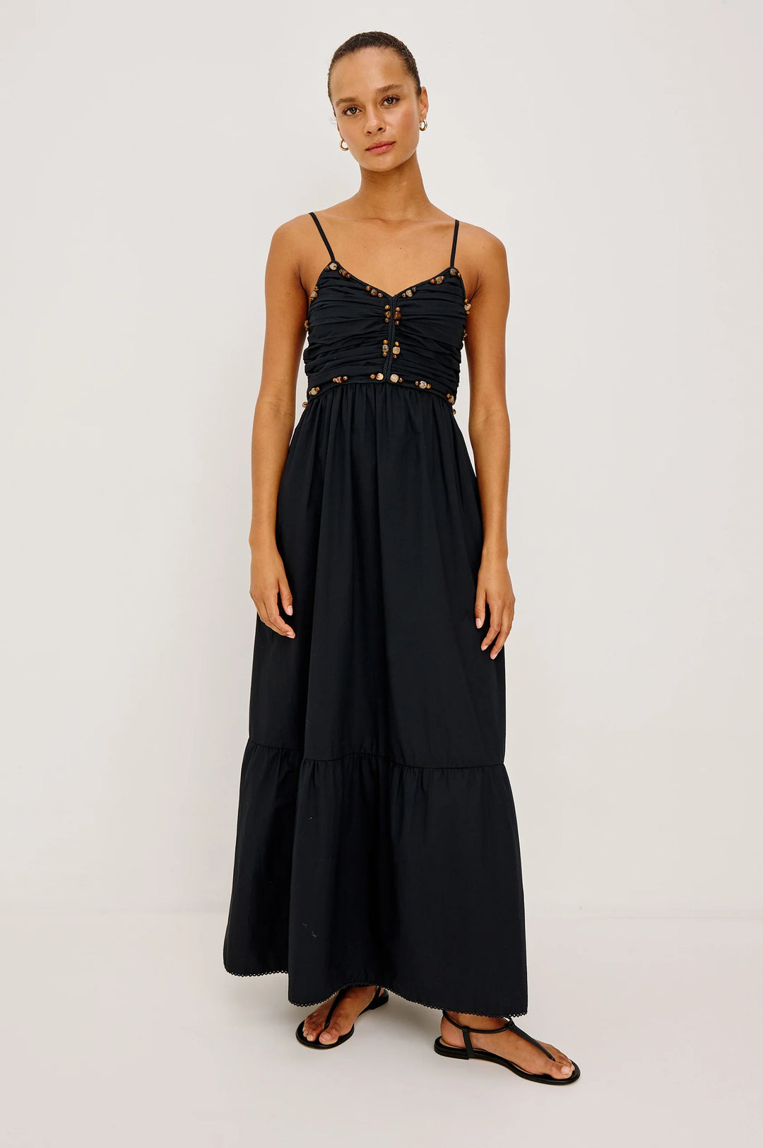 Robe longue Ivana froncée à bretelles fines