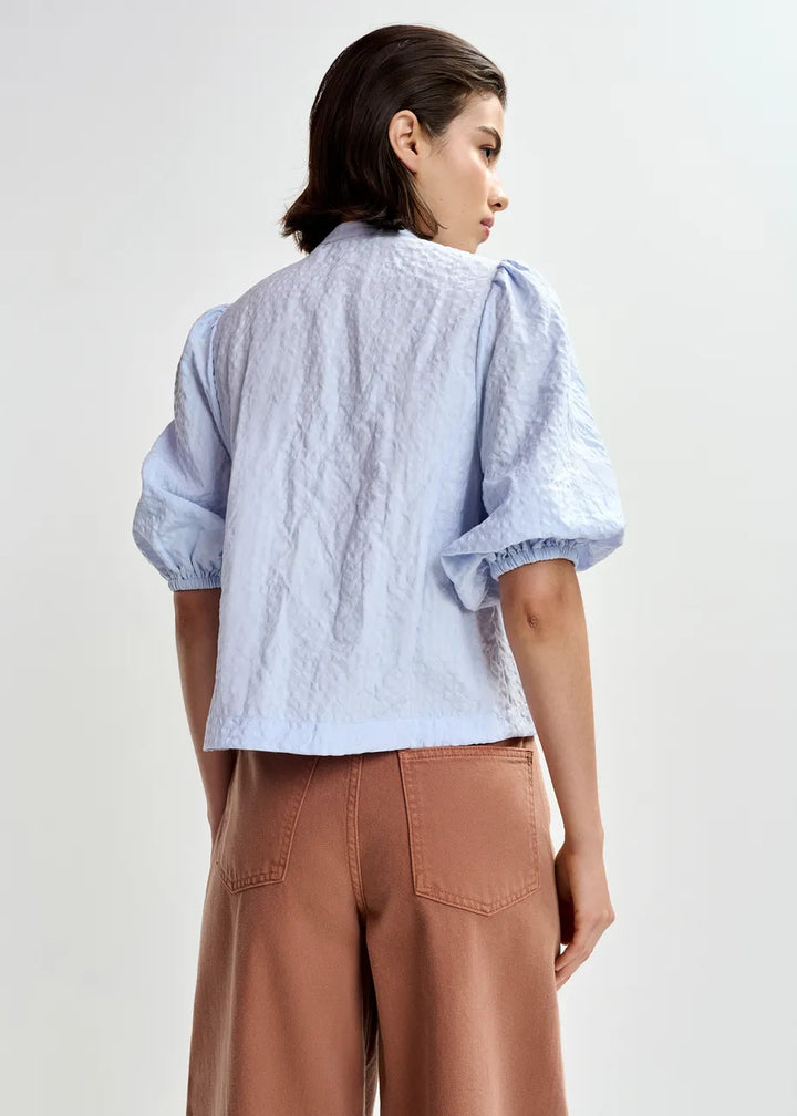 Chemise Jaiden à manches bouffantes et broderies fleurs