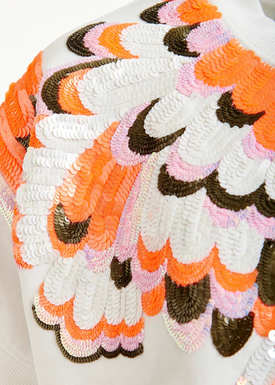 T-shirt Jolies à motif plumes brodées