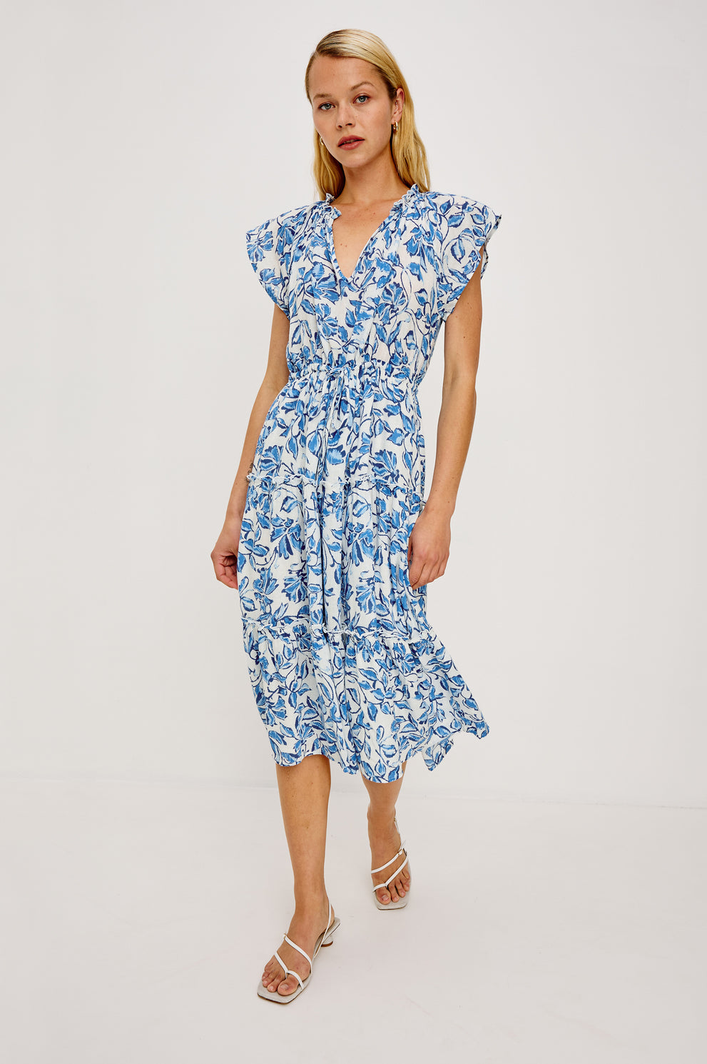 Robe midi Juni à volants et taille ajustable
