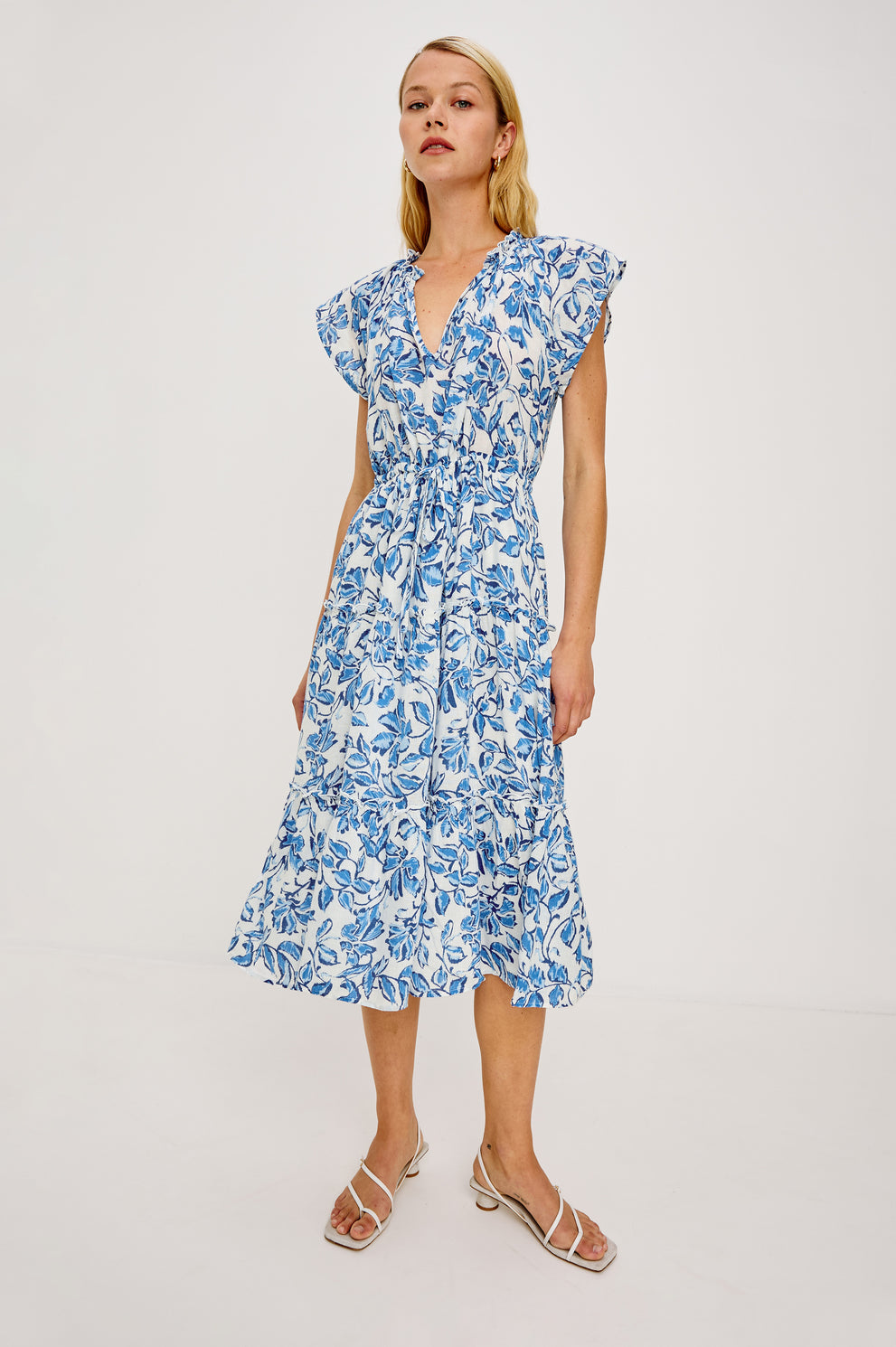 Robe midi Juni à volants et taille ajustable
