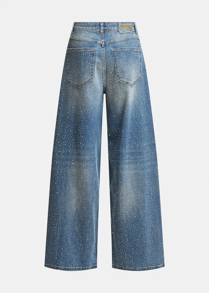 Jeans à jambes larges à strass Kactus