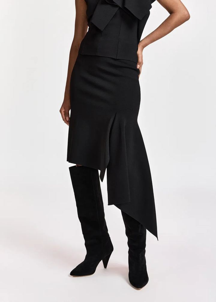 Jupe midi asymétrique à panneau drapé Kap
