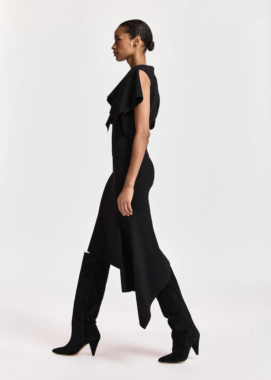 Jupe midi asymétrique à panneau drapé Kap