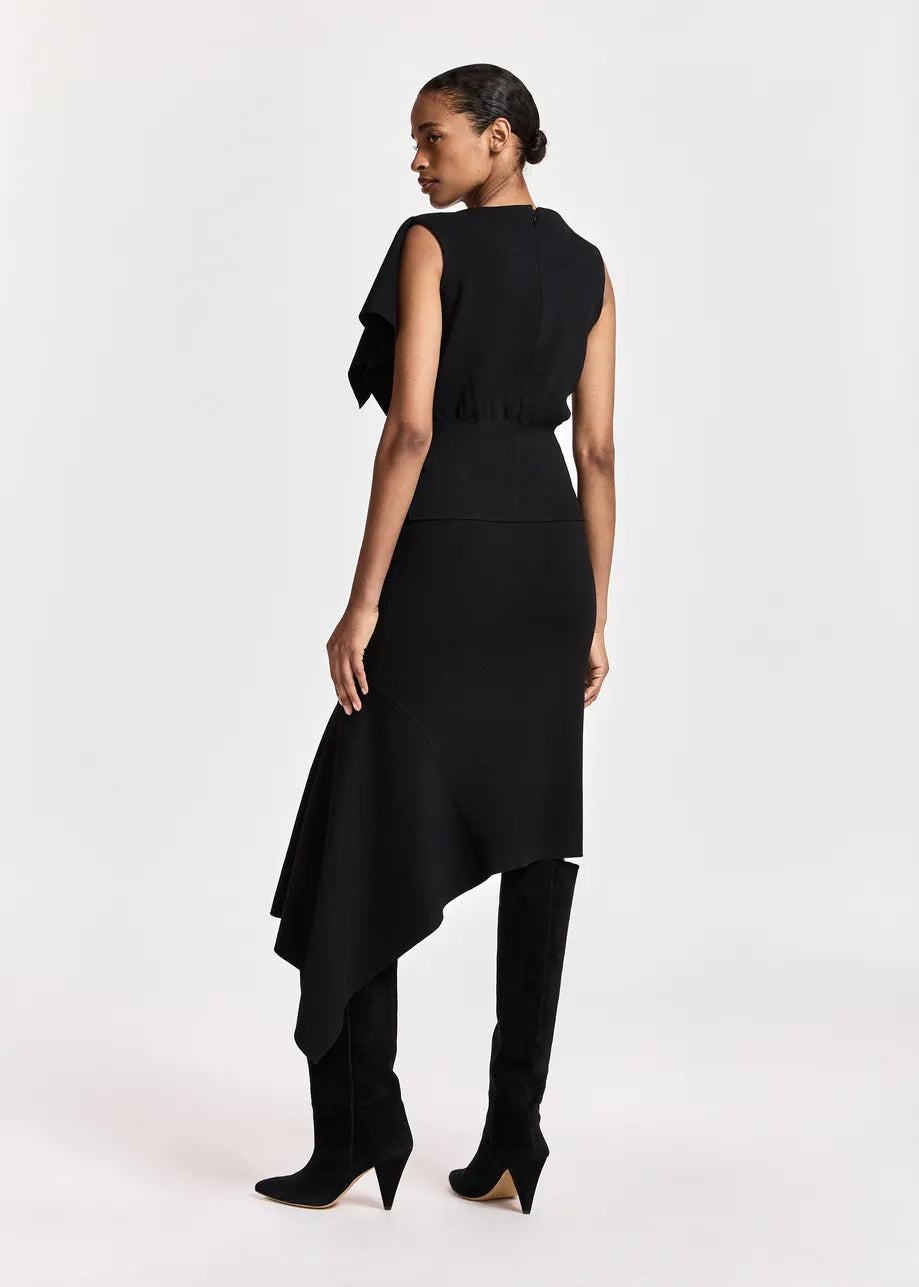 Jupe midi asymétrique à panneau drapé Kap
