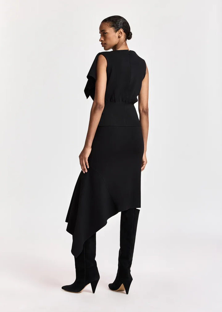 Jupe midi asymétrique à panneau drapé Kap