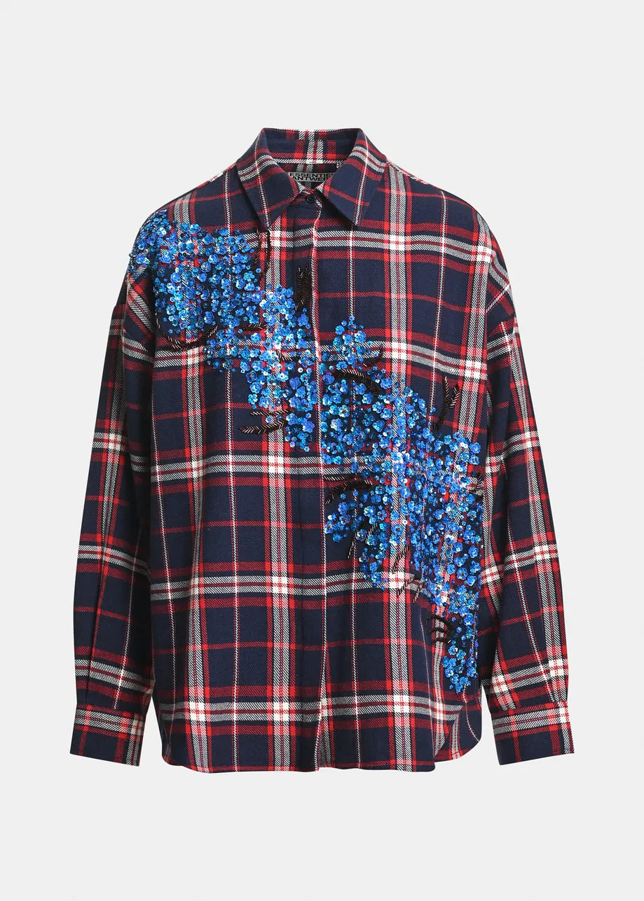 Chemise à carreaux et appliqué scintillant Kirke