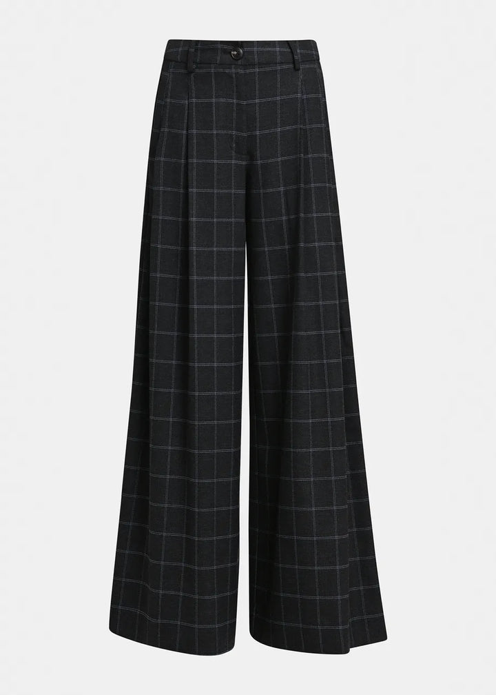 Pantalon jambes larges à carreaux Kollection