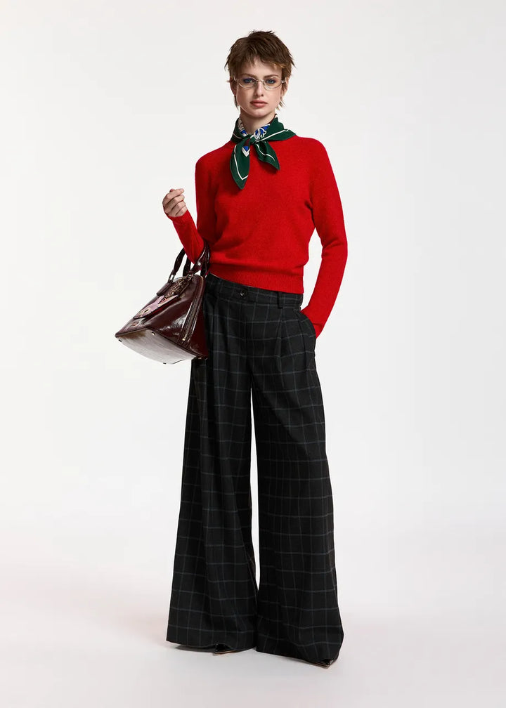 Pantalon jambes larges à carreaux Kollection