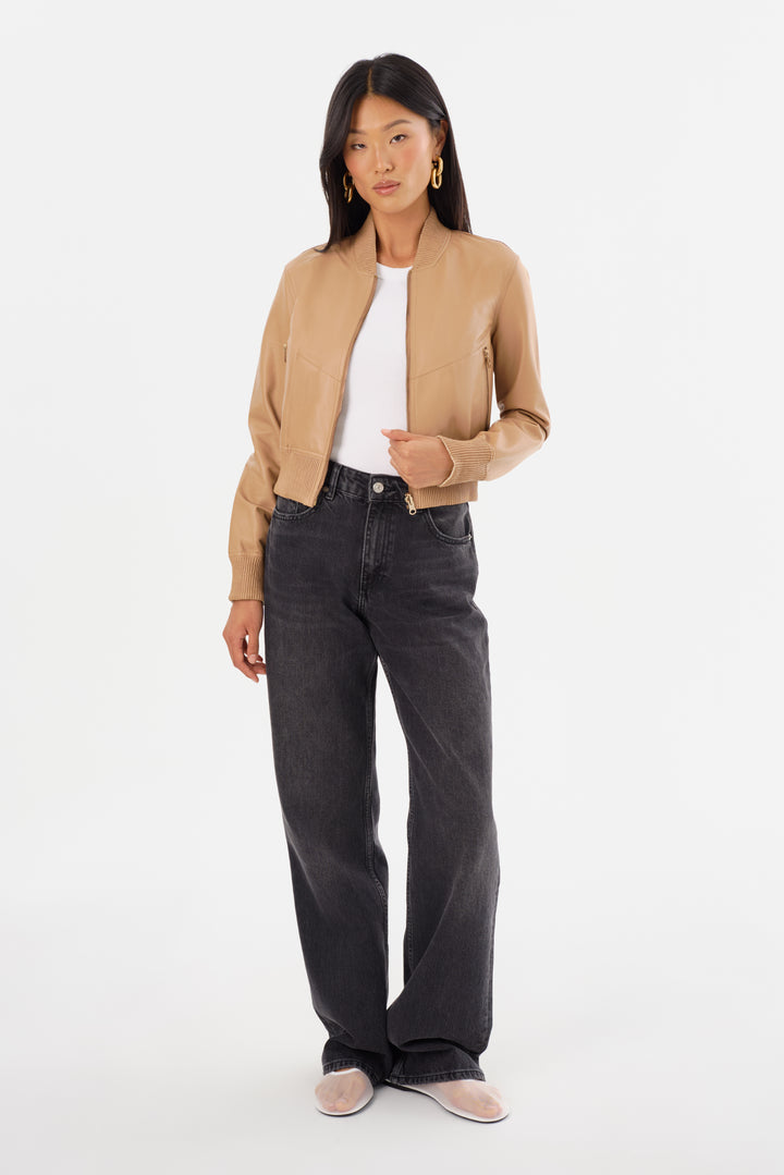 Veste en cuir réversible avec intérieur métallisé Kordella
