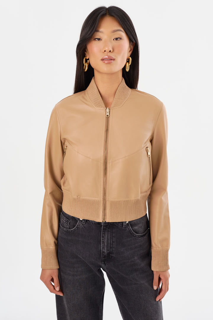 Veste en cuir réversible avec intérieur métallisé Kordella