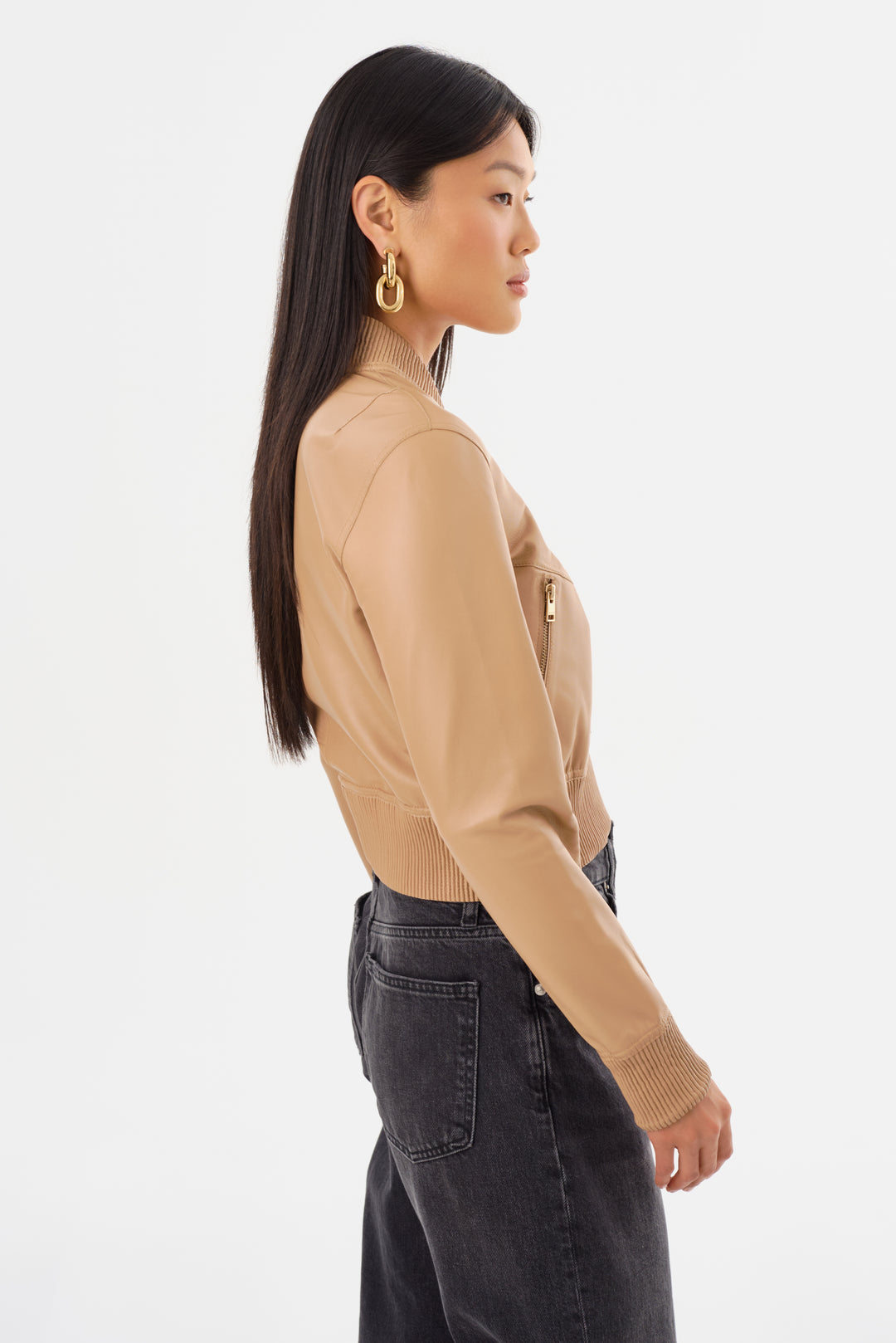 Veste en cuir réversible avec intérieur métallisé Kordella
