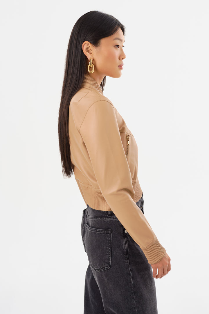 Veste en cuir réversible avec intérieur métallisé Kordella