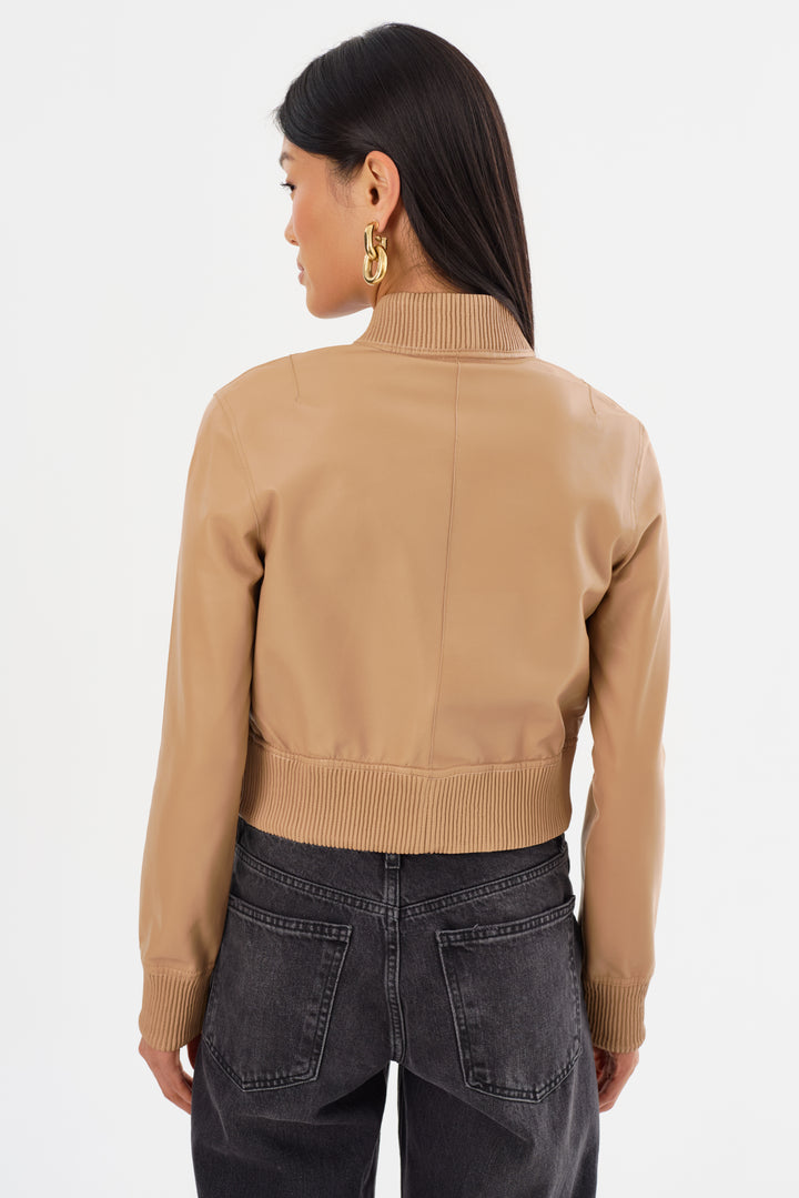 Veste en cuir réversible avec intérieur métallisé Kordella