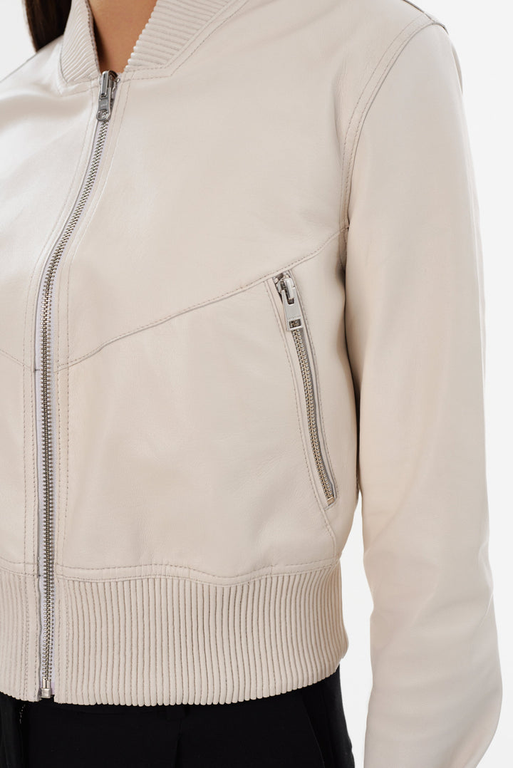 Veste en cuir réversible avec intérieur métallisé Kordella