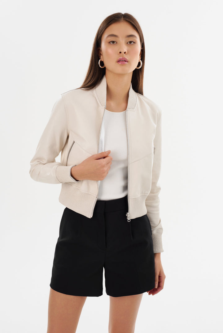 Veste en cuir réversible avec intérieur métallisé Kordella