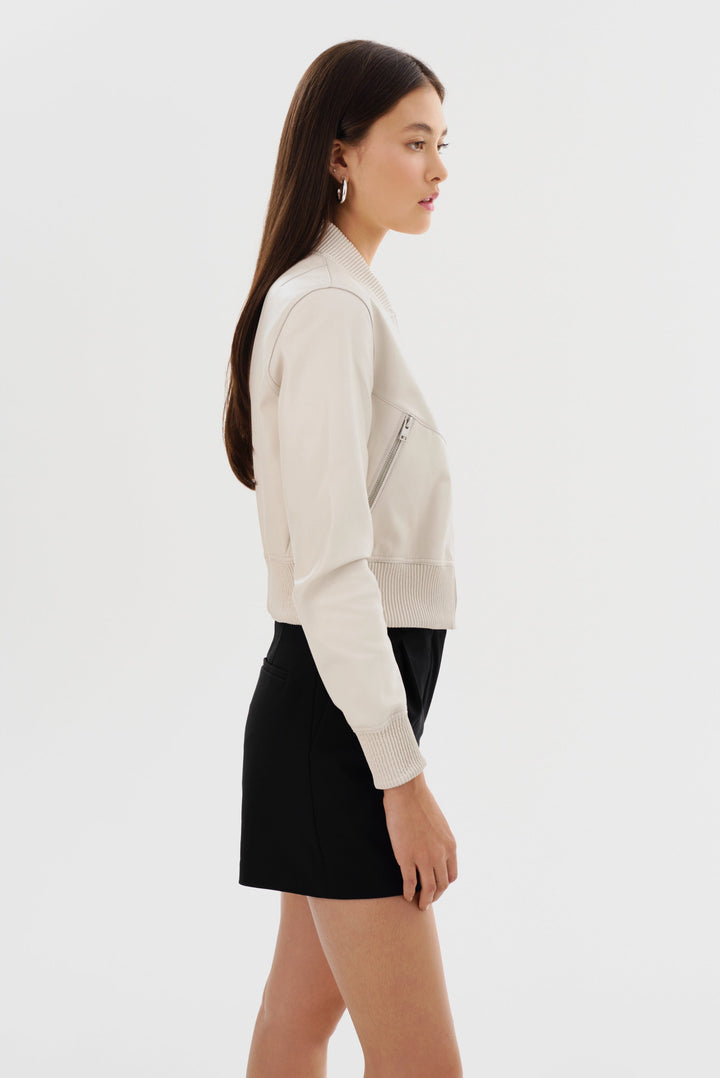 Veste en cuir réversible avec intérieur métallisé Kordella