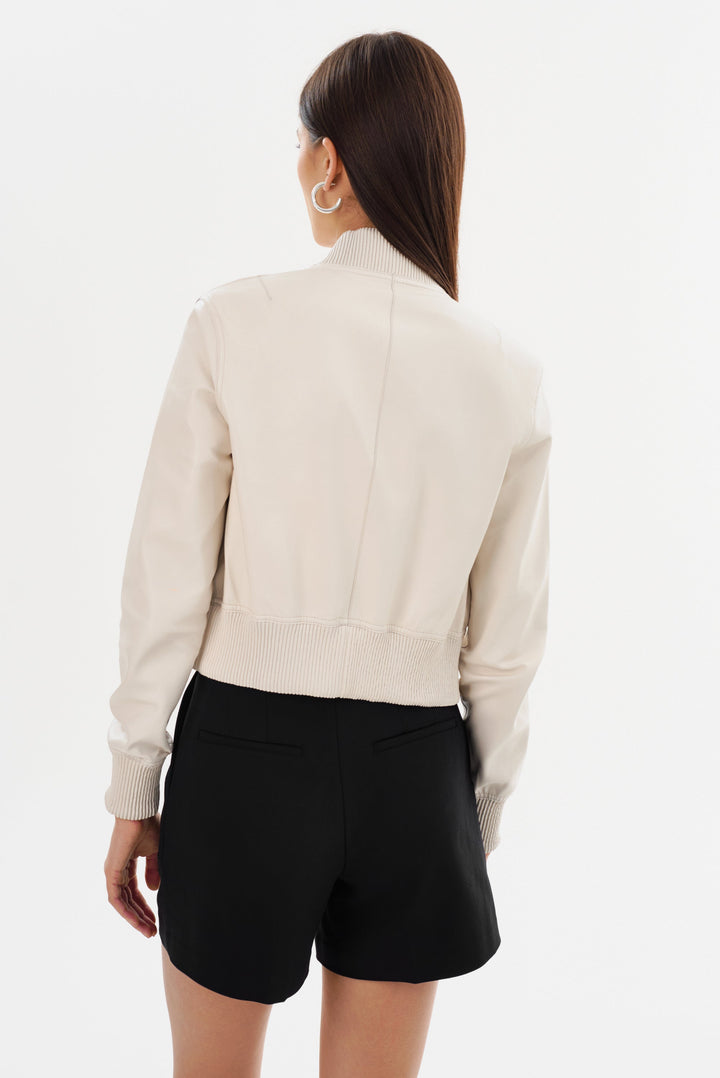 Veste en cuir réversible avec intérieur métallisé Kordella