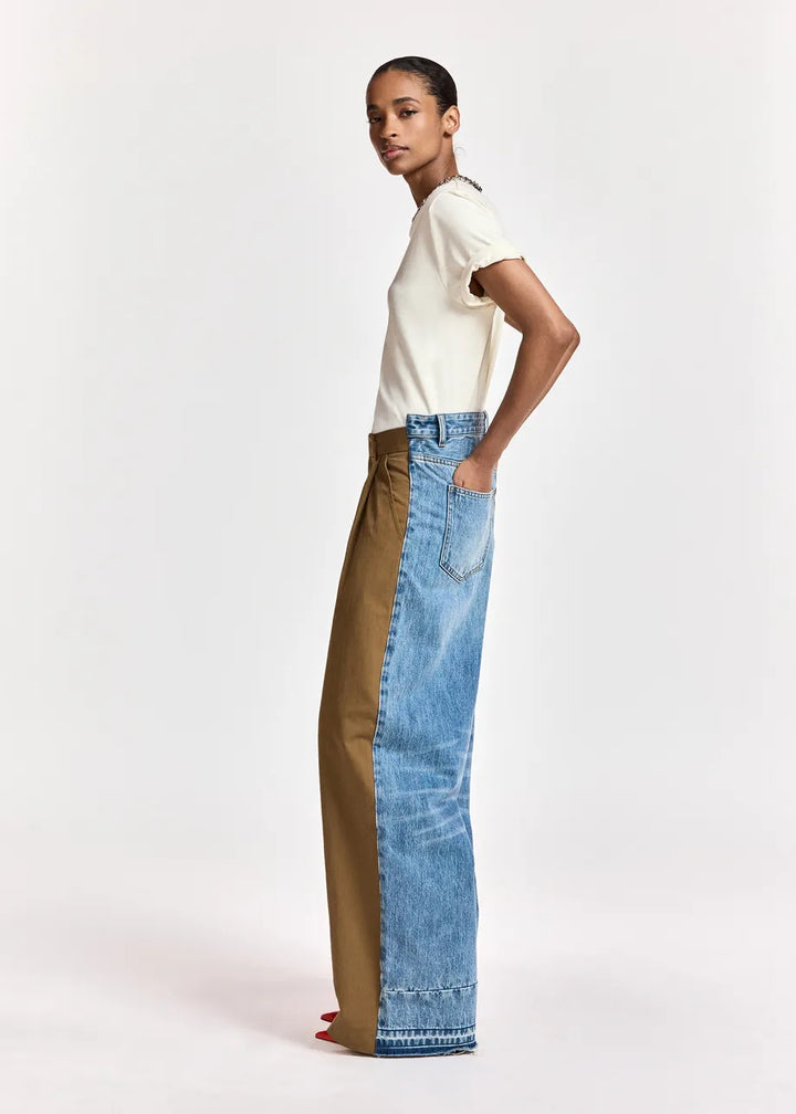 Jeans large à empiècements contrastants Krisp