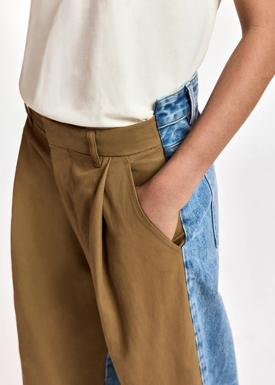 Jeans large à empiècements contrastants Krisp