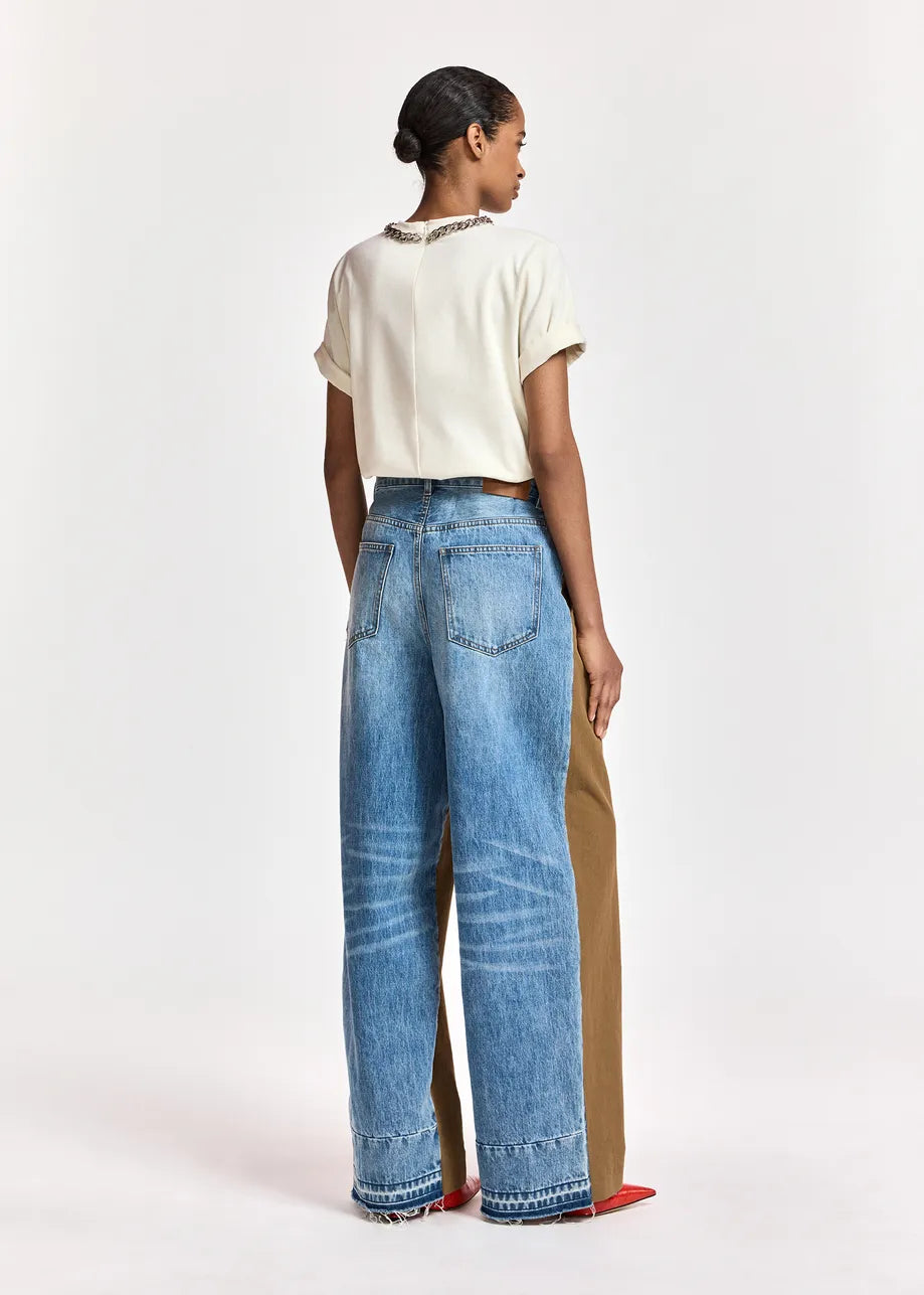 Jeans large à empiècements contrastants Krisp