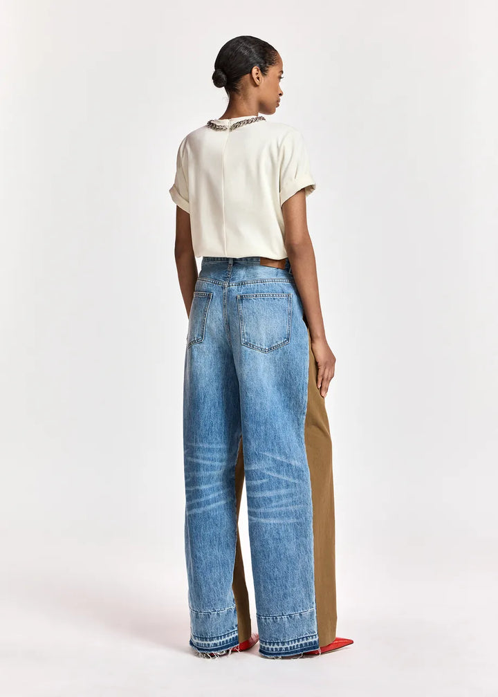 Jeans large à empiècements contrastants Krisp
