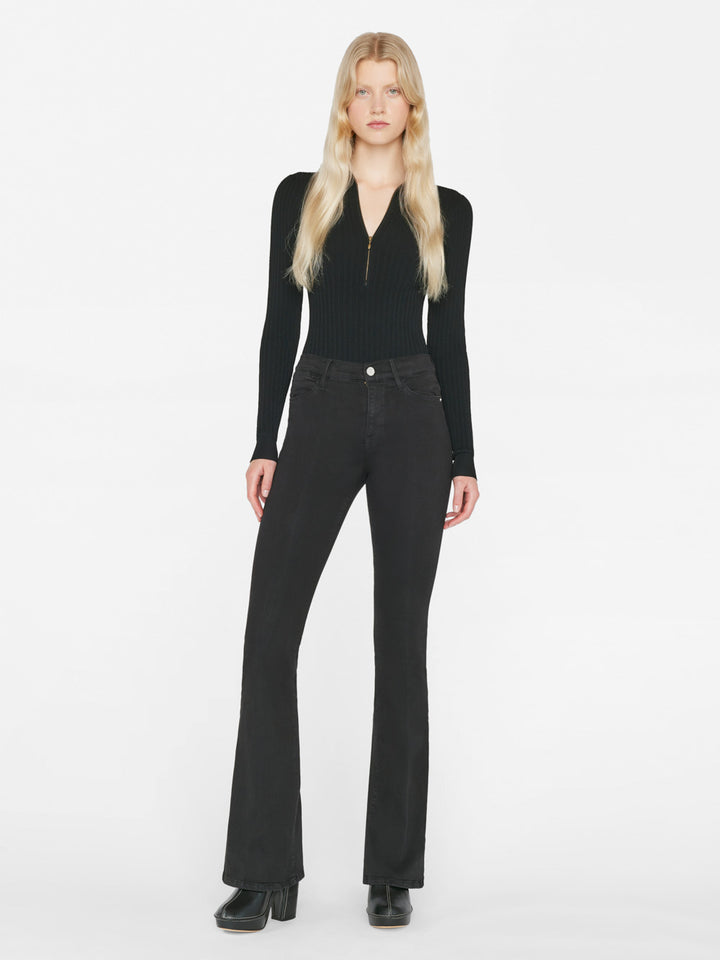 Jeans long high flair évasé noir