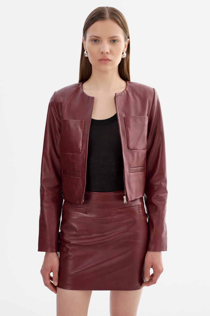 Veste en cuir avec poches Linette