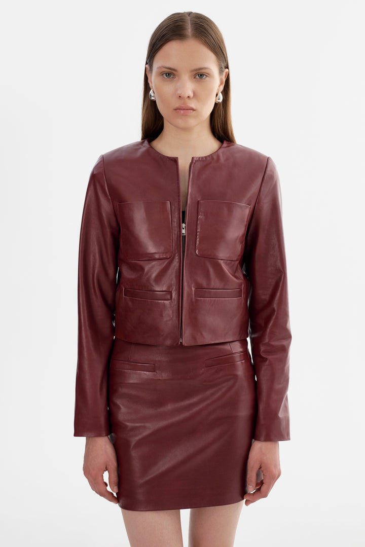 Veste en cuir avec poches Linette