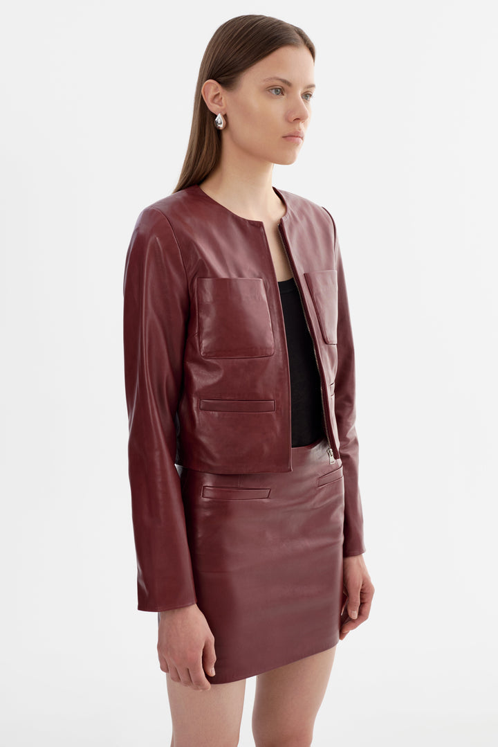 Veste en cuir avec poches Linette