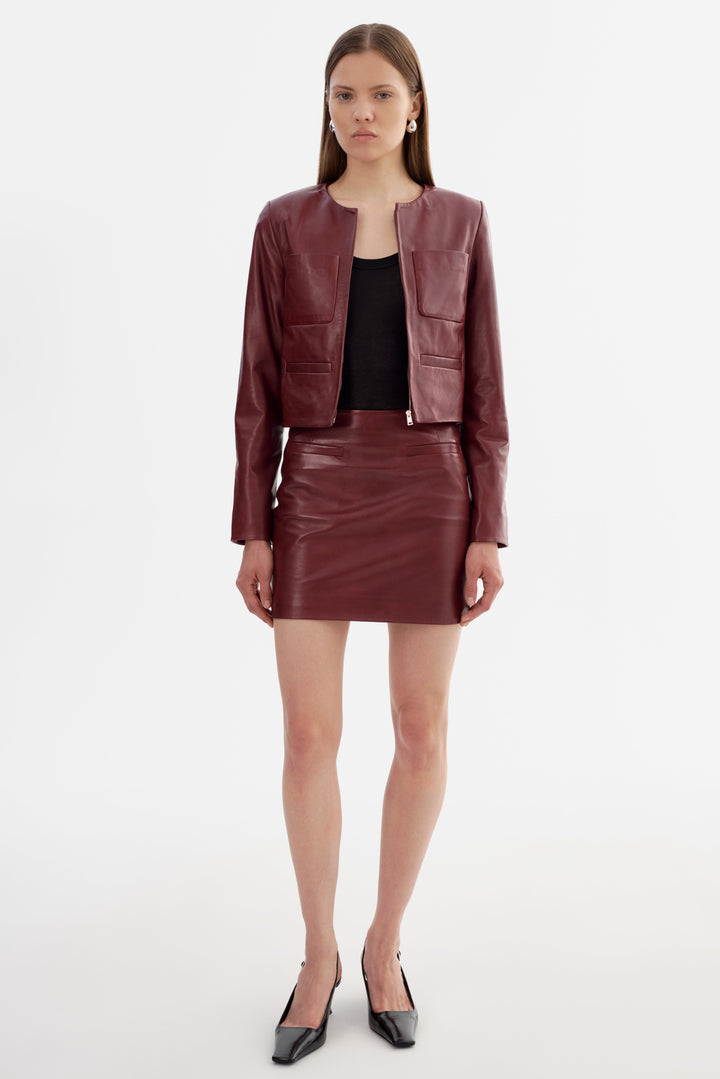 Veste en cuir avec poches Linette
