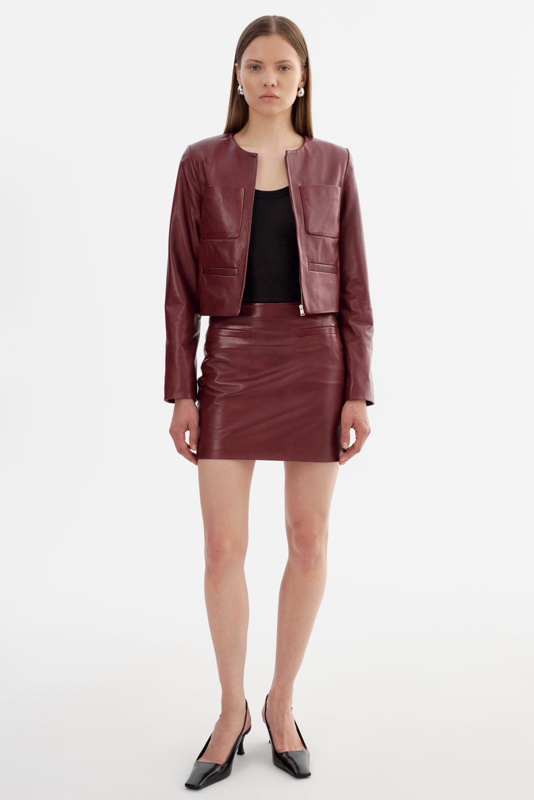 Veste en cuir avec poches Linette